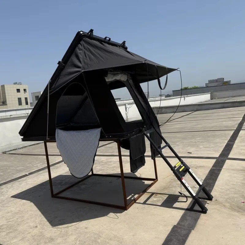 DrunkenXp Upgraded Double Slots Solar Panel Aluminum Corners Hard Shell Triangle Car Roof Top Tent